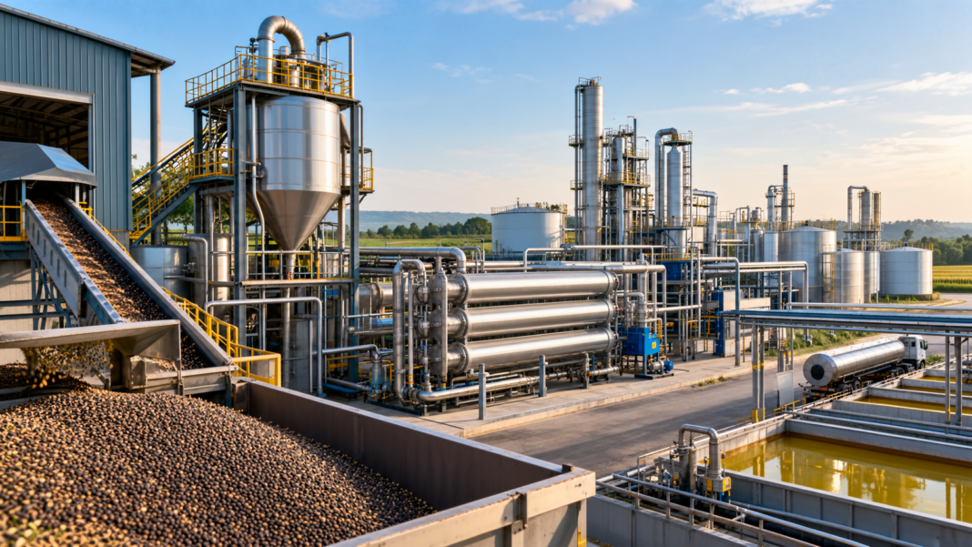 Integrated oilseed and biofuel processing facility representing Alfa Laval and Desmet technology integration